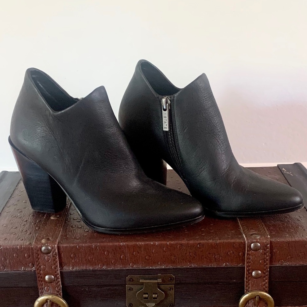 1. state black leather ankle booties